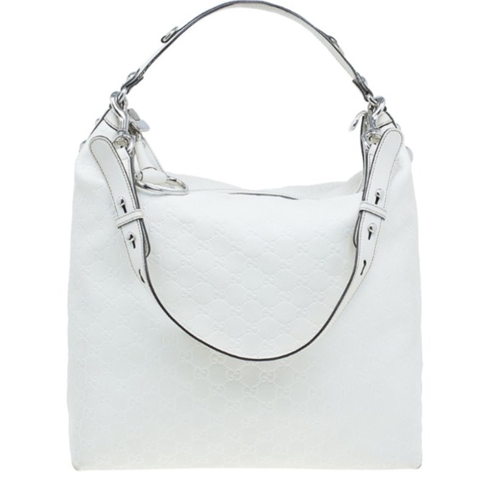 Gucci White Guccissima Leagher Icon Bit Hobo